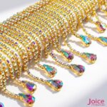 Franja de Strass Gota Vidro 9cm,Com 1,8m - Imagem 2