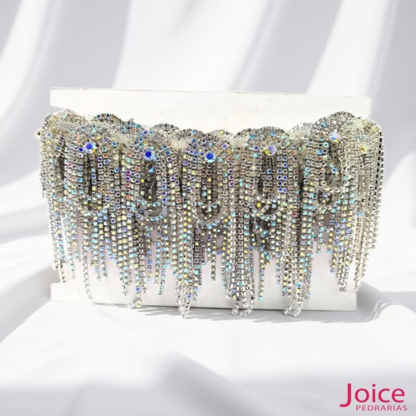 Franja De Strass Vidro 8cm C/1mt x 8cm