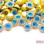 Chaton Redondo Acrílico Com Base ABS dourado com Strass 10mm C/1000-Unidades - Imagem 2
