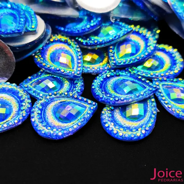 Chaton Resina Gota Pavão Base Reta 13mm x 18mm C/500 unidades