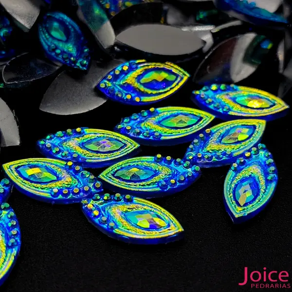 Chaton Resina Navete Pavão Base Reta 7mm x 15mm C/500 unidades
