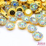 Chaton Redondo Acrílico Com Base ABS dourado com Strass 10mm C/1000-Unidades