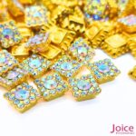 Chaton Quadrado Com Base ABS dourado com Strass 10mm X 10mm C/500-Unidades - Imagem 3