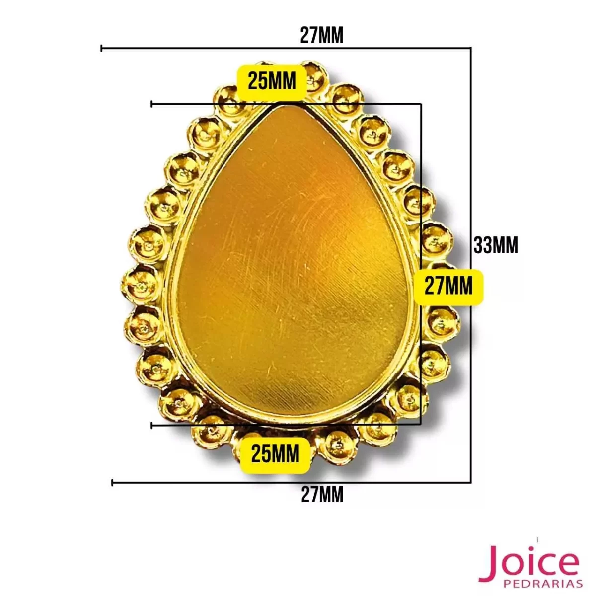 Tag Gota De Metal Dourado Para Chaton 27mm x 33mm C/100-Unidades-Ref:K20 - Imagem 1