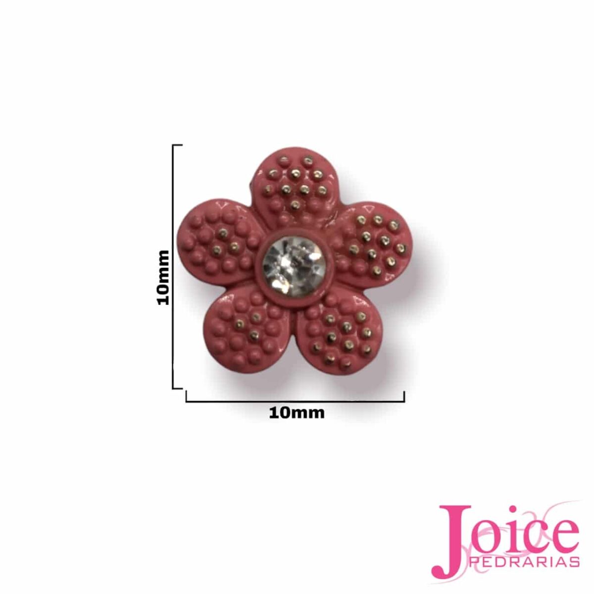 Aplique Metal Flor Rosa Com strass Termo Colante C/50Un - Imagem 1