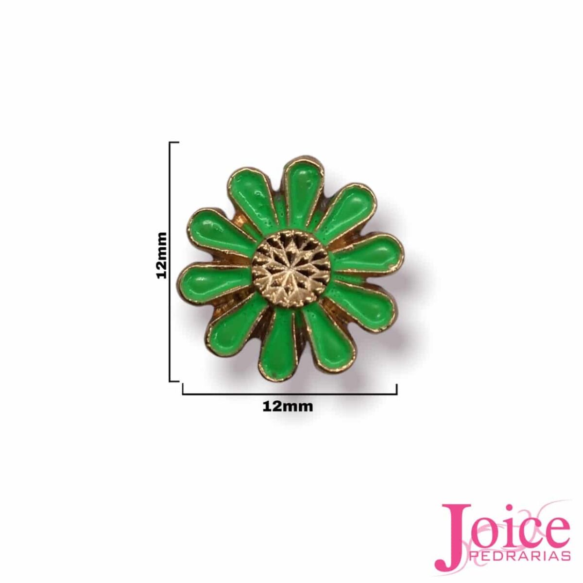 Aplique Metal Flor margarida verde Termo Colante C/50Un - Imagem 1