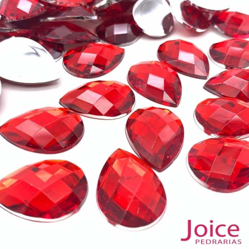 15140954213_GOTA2018X2520VERMELHO Sextavado Gota 18mm X 25mm Acrílico C/200Unidades - Imagem 1