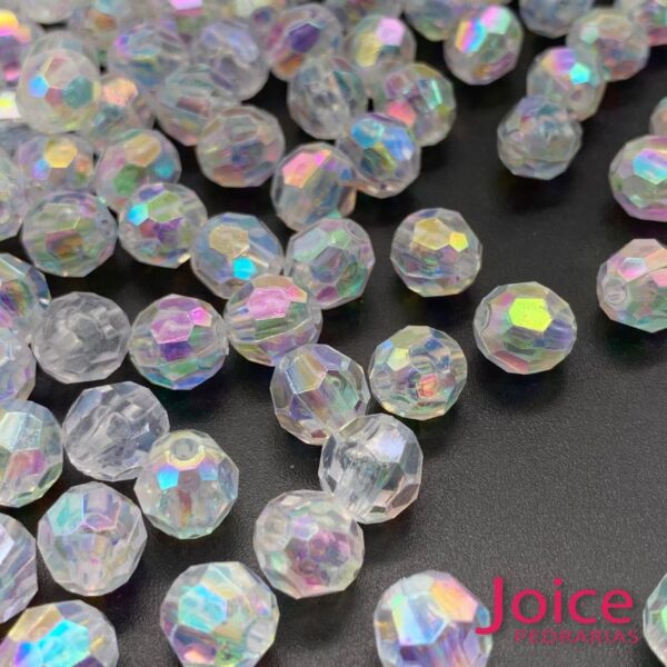 Bolinha De Acrílico Sextavado Transparente Ab C/500G