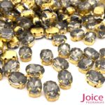Pedra Engrampada Oval Base Dourado 6mm X 8mm C/100unidades - Imagem 4