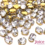 Pedra Engrampada Oval Base Dourado 6mm X 8mm C/100unidades - Imagem 3