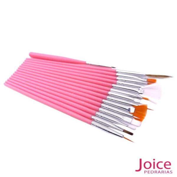 pincel para adesivo de unhas cada kt com 15modelo cor:rosa
