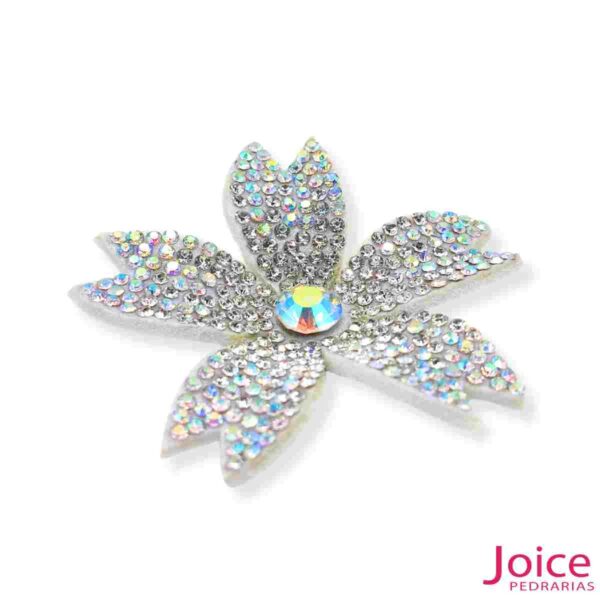 Aplique Flor Com Strass De Cristal 55mm C/50-Unidades