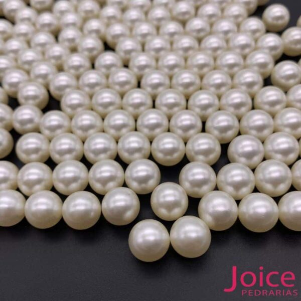 Pérola Inteiro Sem Furo 10mm Para Rebite Com 500Gramas-creme