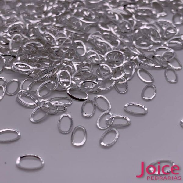 Metal de Jóias para Unhas Oval Vazado 4mmX6mm C/1000Un-Ref:N29-prata