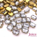 Pedra Engrampada Retângulo Base Dourado 10mm X 14mm C/100Unidades - Imagem 4