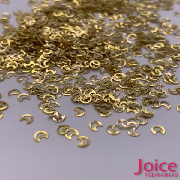 Metal de Jóias para Unhas Lua Vazado Liso 3mm C/1000Un Ref: N11-Dourado