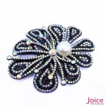 Aplique Flor Com Strass e Pérola De Cristal 70mm X 84mm C/10-Unidades Ref:23-980
