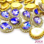 Gota Cristal Imitação Swarovski Com Strass Base Dourada C/200-unidades