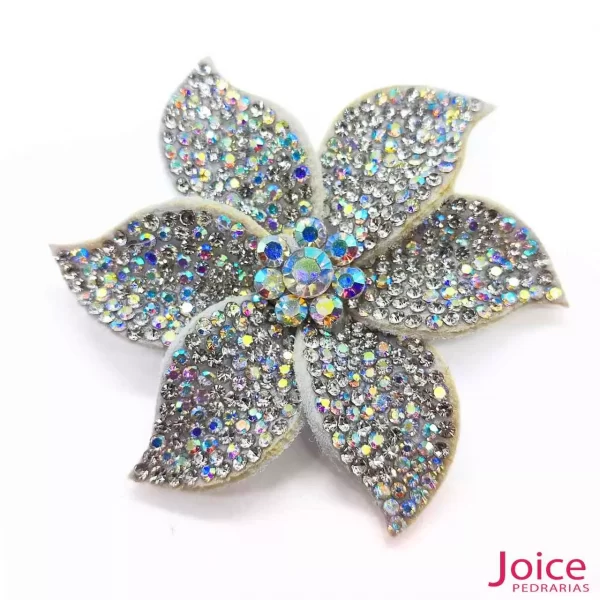 Aplique Flor Com Strass De Cristal 65mm C/30-Unidades Ref:11-663