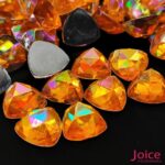 Chaton Triângulo Diamante Com AB Acrílico Base Reta 12mm x 12mm C/1000-Unidades - Imagem 3