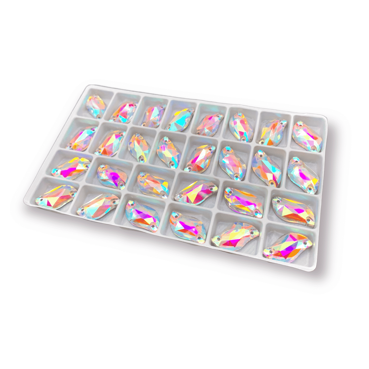 Imitação Swarovski Formato Irregular Base Reta Com Furo 9mm × 20mm C/140unidades - Imagem 3