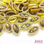 Chaton Navete Acrílico Com Base ABS dourado com Strass 7mm X 15mm C/1000-Unidades - Imagem 7