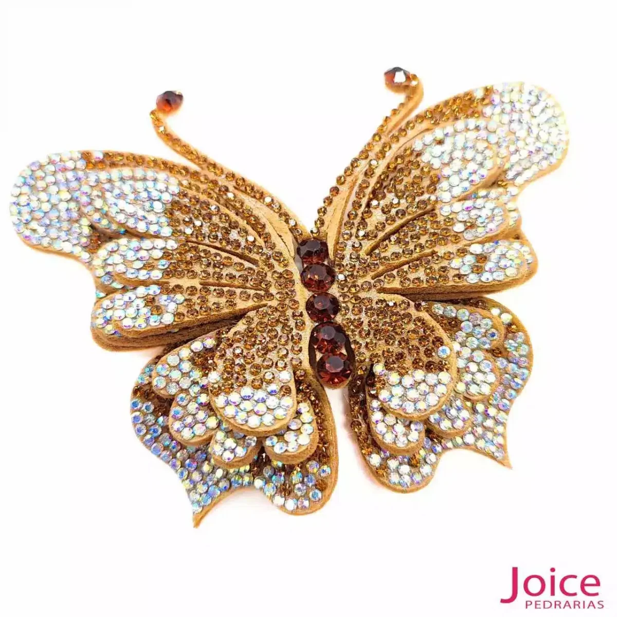 Aplique Borboleta Com Strass De Cristal 90mm x 100mm C/5-Unidades Ref:22-607 - Imagem 1