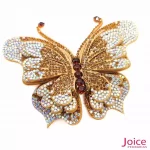 Aplique Borboleta Com Strass De Cristal 90mm x 100mm C/5-Unidades Ref:22-607