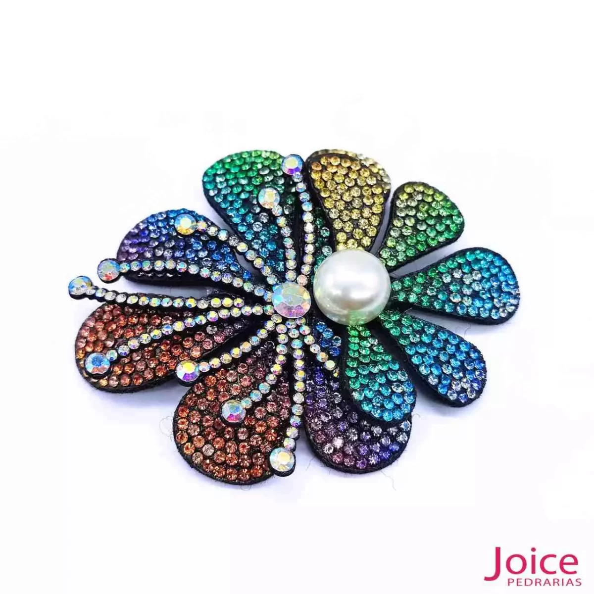 Aplique Flor Com Strass e Pérola De Cristal 70mm X 84mm C/10-Unidades Ref:23-980 - Imagem 6