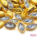 Chaton Navete Acrílico Com Base ABS dourado com Strass 7mm X 15mm C/500-Unidades - Imagem 2