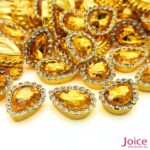 Chaton Gota Acrílico Com Base ABS dourado com Strass 13mm X 18mm C/500-Unidades - Imagem 4