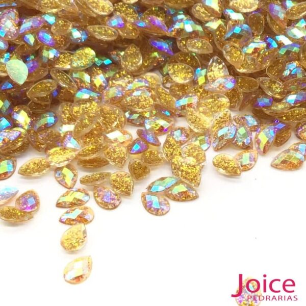 Gota Com Glitter Sextavado AB 4mm X 6mm c/10000Un