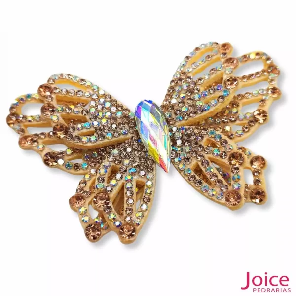 Aplique Borboleta Com Strass De Cristal 50mm x 80mm C/10-Unidades Ref:23-009