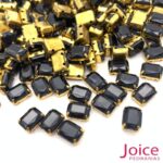 Pedra Engrampada Retangulo 6mm X 8mm C/100Unidades C/Base Dourado - Imagem 4