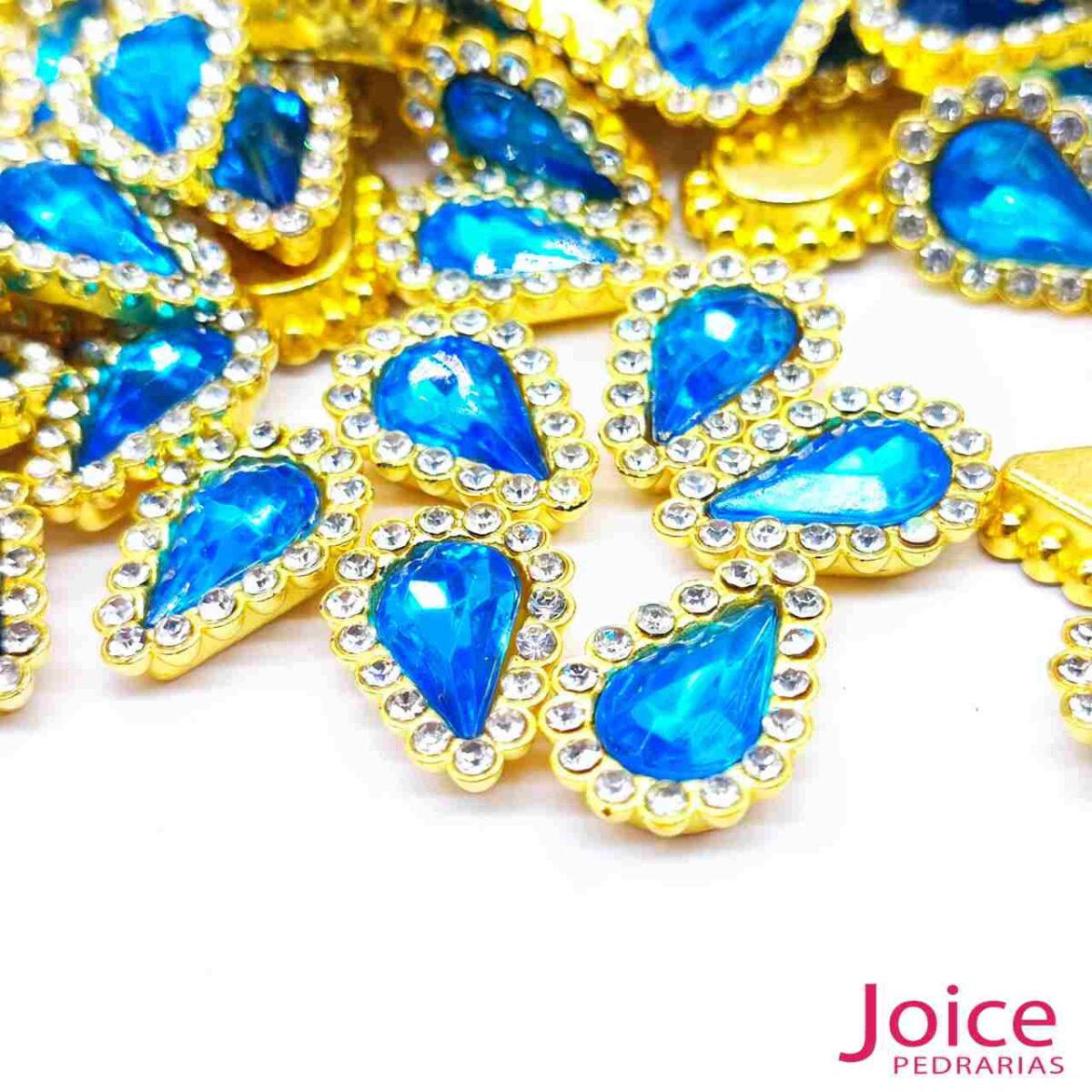 Chaton Gota Acrílico Com Base ABS dourado com Strass 14mm X 19mm C/1000-Unidades - Imagem 4