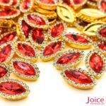 Chaton Navete Acrílico Com Base ABS dourado com Strass 7mm X 15mm C/1000-Unidades - Imagem 2