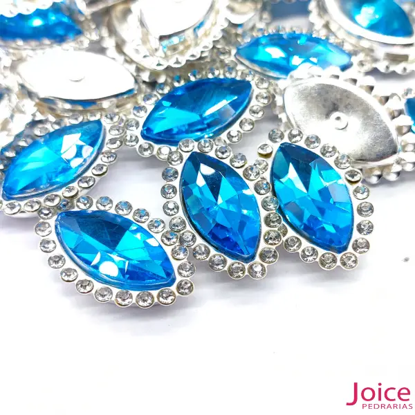 Navete Imitação Swarovski 9mm X 18mm De Vidro Com Strass Base Prata C/200-unidades(APROX)