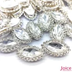 Navete Imitação Swarovski 9mm X 18mm De Vidro Com Strass Base Prata C/200-unidades(APROX) - Imagem 7