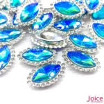 Navete Imitação Swarovski AB 9mm X 18mm De Vidro Com Strass Base Prata C/200-unidades(APROX)