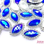 Navete Imitação Swarovski AB 9mm X 18mm De Vidro Com Strass Base Prata C/200-unidades(APROX) - Imagem 4