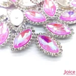 Navete Imitação Swarovski AB 9mm X 18mm De Vidro Com Strass Base Prata C/200-unidades(APROX) - Imagem 6