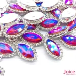 Navete Imitação Swarovski AB 9mm X 18mm De Vidro Com Strass Base Prata C/200-unidades(APROX) - Imagem 7