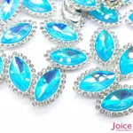 Navete Imitação Swarovski AB 9mm X 18mm De Vidro Com Strass Base Prata C/200-unidades(APROX) - Imagem 8