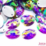 Chaton Oval Resina Base Reta AB Com Furo 13mm X 18mm C/500-Unidades