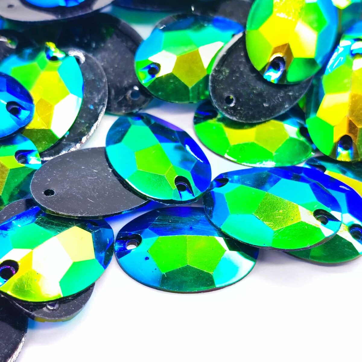 Chaton Oval Resina Base Reta AB Com Furo 17mm X 24mm C/300-Unidades - Imagem 1