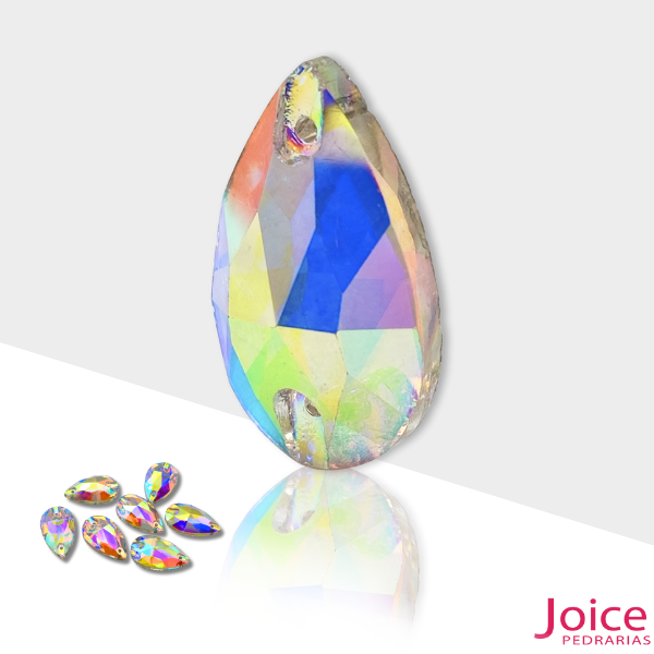 Gota Imitação Swarovski De Vidro 13mm X 22mm Com Furo Base Reta C/200-Unidades