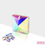 Quadrado Imitação Swarovski De Vidro 16mm X 16mm Com Furo Base Reta C/200-Unidades