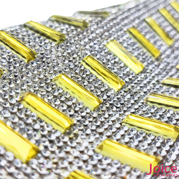 4 Manta De Strass Com Pedra Retangulo 5mm x 15mm Termo Colante - Imagem 2
