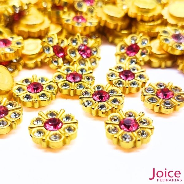 Chaton Flor De Srass Com Base ABS dourado 10mm C/1000-Unidades