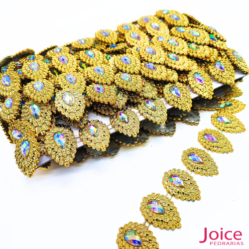 Galão De ABS Com Pedrarias 3CM C/9-Metros -Ref:B083